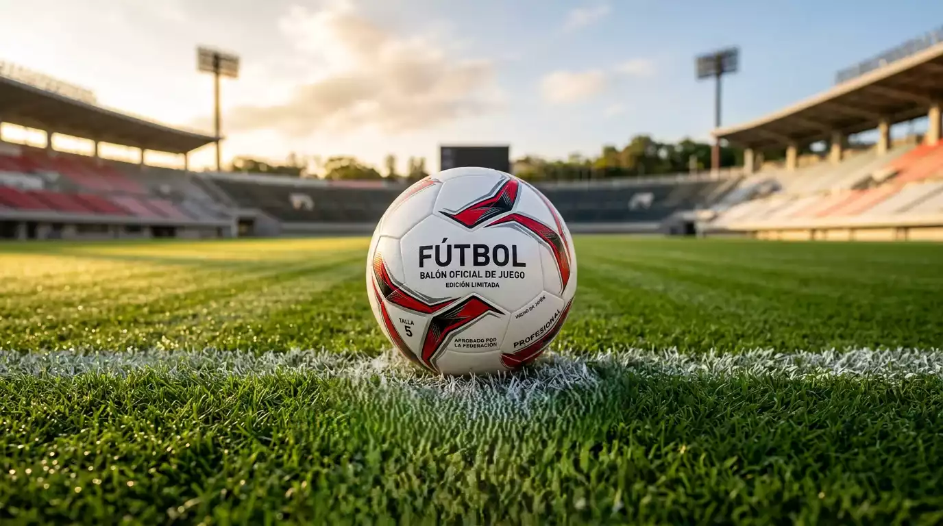Balón de fútbol oficial de la J.League sobre el césped del centro del campo antes de un partido